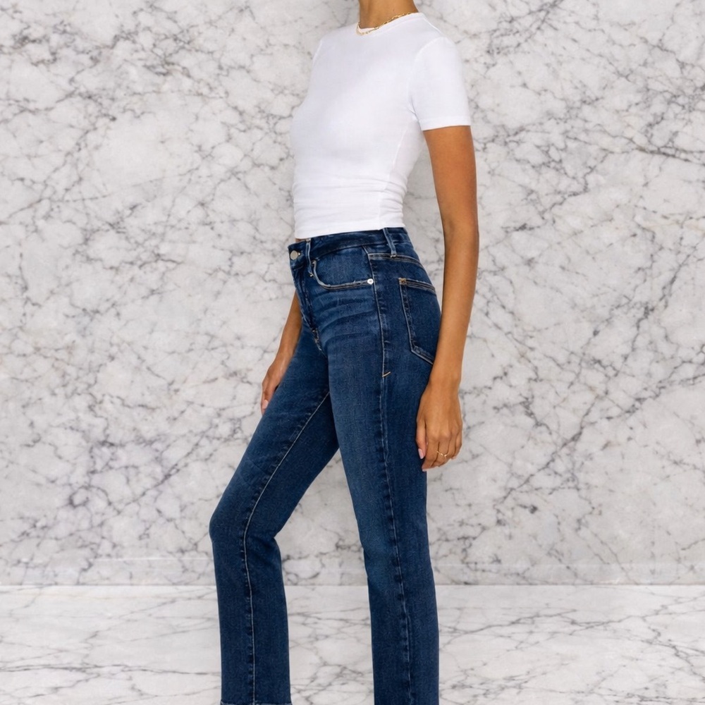 Good American Dark Blue Straight Leg Jeans